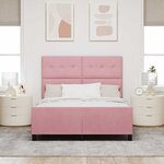 vidaXL Lit à ressorts avec tête de lit Rose 160 x 200 cm Velours