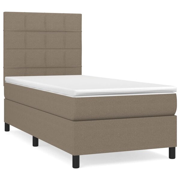 vidaXL Sommier à lattes de lit avec matelas Taupe 100x200 cm Tissu