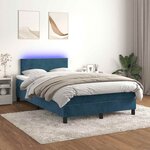 vidaXL Sommier à lattes de lit avec matelas LED bleu foncé 120x190 cm