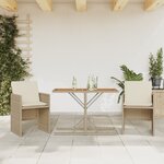 vidaXL Ensemble de bistro 3 Pièces avec coussins beige résine tressée