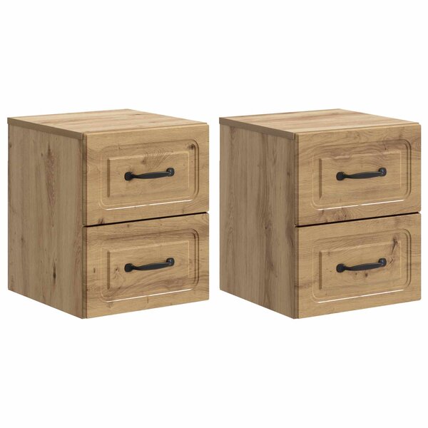 vidaXL Cabinet de chevet mural 2 pc Chêne artisanal 34 5 x 33 x 40 cm