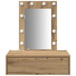 vidaXL Table de maquillage murale avec lumières LED - Chêne artisanal