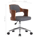Chaise fauteuil siège pivotante de bureau informatique étude bois courbé et tissu gris 02_0024108
