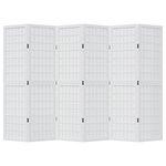 vidaXL Cloison de séparation 6 panneaux blanc bois de paulownia massif