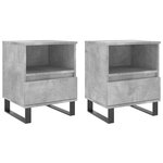 vidaXL Tables de chevet 2 Pièces gris béton 40x35x50 cm bois d’ingénierie