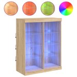 vidaXL Buffet avec lumières LED chêne sonoma 81x37x100 cm