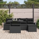 vidaXL Ensemble de canapé de jardin avec coussin 6 Pièces Noir Poly rotin