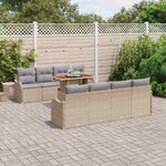 vidaXL Ensemble de canapé de jardin 9 Pièces Beige Poly rotin