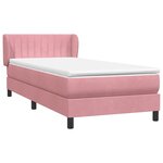 vidaXL Sommier à lattes de lit avec matelas rose 100x220 cm velours