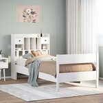 vidaXL Lit bibliothèque sans matelas blanc 90x190cm bois de pin massif