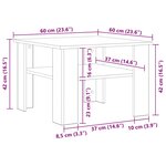 vidaXL Table basse chêne artisanal 60x60x42cm bois d'ingénierie