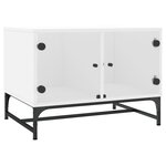vidaXL Table basse avec portes en verre blanc 68 5x50x50 cm
