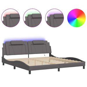 vidaXL Cadre de lit Viana avec LED sans matelas gris 200x200 cm