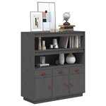 vidaXL Buffet haut Gris 100x40x108 5 cm Bois massif de pin