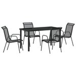 vidaXL Ensemble de repas de jardin de 5 pièces en textilène noir et acier