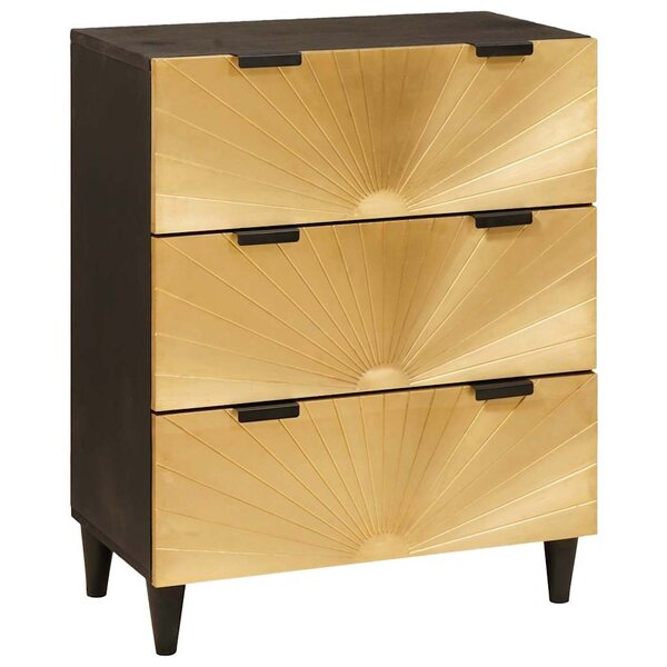 vidaXL Buffet Noir et or 60 x 33 x 75 cm bois de manguier massif