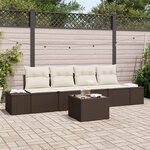 vidaXL Ensemble de canapé de jardin 5 pièces avec coussins marron en rotin poly