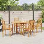 vidaXL Ensemble de salle à manger pour jardin 5 Pièces Marron Teck massif
