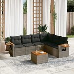 vidaXL Salon de jardin avec coussins 7 Pièces gris résine tressée