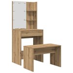 vidaXL Ensemble de coiffeuse avec LED chêne artisanal bois ingénierie