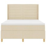 vidaXL Lit à ressorts avec bandes LED Crème 140 x 190 cm tissu