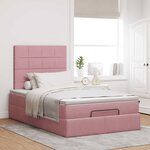 vidaXL Cadre de lit ottoman avec matelas rose 120x190 cm velours