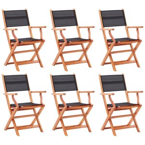 vidaXL Chaises pliables de jardin lot de 6 noir eucalyptus textilène
