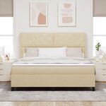 Lit tapissier vidaXL avec matelas - Crème 180x200 cm Tissu