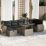 vidaXL Salon de jardin 8 Pièces avec coussins gris résine tressée