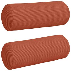 vidaXL Coussins d'accent 2 Pièces Rouge orange Ø 25 x 70 cm