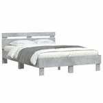 vidaXL Cadre de lit sans matelas gris béton 135x190 cm