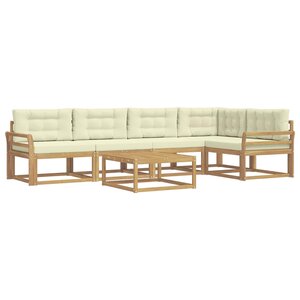 vidaXL Ensemble de canapés d'extérieur 6 pc Blanc et crème Polyester