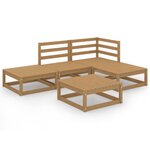 vidaXL Salon de jardin 5 Pièces marron miel bois de pin massif