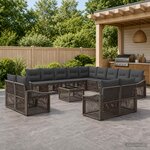 vidaXL Ensemble de canapé de jardin 14 pc Gris polyrotin