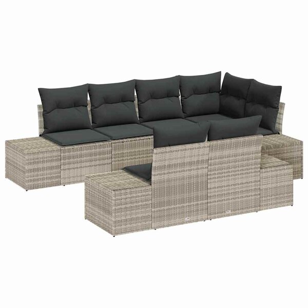 vidaXL Ensemble de canapé de jardin avec coussin 7 Pièces Gris clair