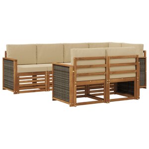 vidaXL Ensemble de canapé d'angle avec coussin 6 Pièces Naturel