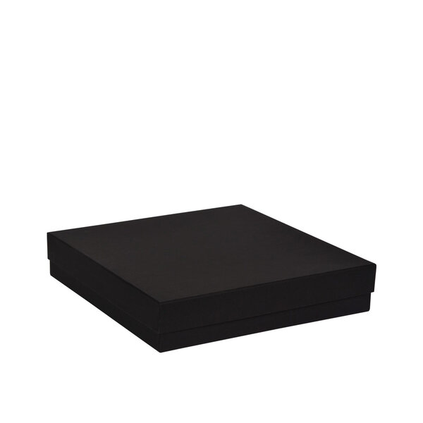 Boîte plate luxe noir mat couvercle cloche 25 x 25 x 5 cm