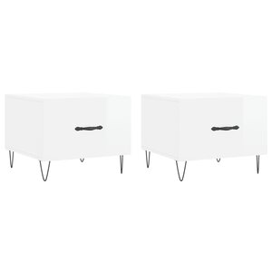 vidaXL Tables basses 2 Pièces blanc brillant 50x50x40cm bois d'ingénierie