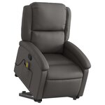 vidaXL Fauteuil inclinable de massage gris cuir véritable