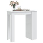vidaXL Table de bar étagère de rangement Blanc brillant 102x50x103 5cm