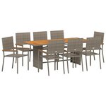 vidaXL Ensemble de salle à manger pour jardin 9 Pièces Gris