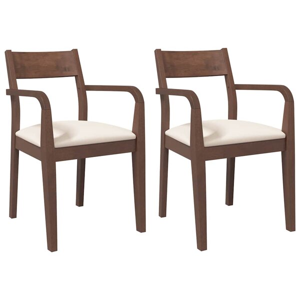 vidaXL Chaises à manger coussins 2 Pièces marron bois massif caoutchouc