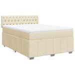 vidaXL Sommier à lattes de lit avec matelas Crème 140x200 cm Tissu