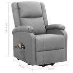 vidaXL Fauteuil de massage inclinable Gris clair Tissu