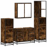 vidaXL Ensemble meubles salle de bain 4 Pièces chêne fumé bois ingénierie