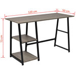 vidaXL Bureau avec 2 étagères Gris et chêne