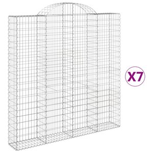 vidaXL Paniers à gabions arqués 7 Pièces 200x30x200/220 cm fer galvanisé