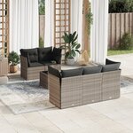 vidaXL Salon de jardin 6 Pièces avec coussins gris clair résine tressée