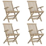 vidaXL Chaises de jardin pliantes lot de 4 gris 56x61x89 cm bois teck