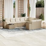 vidaXL Salon de jardin avec coussins 10 Pièces beige résine tressée